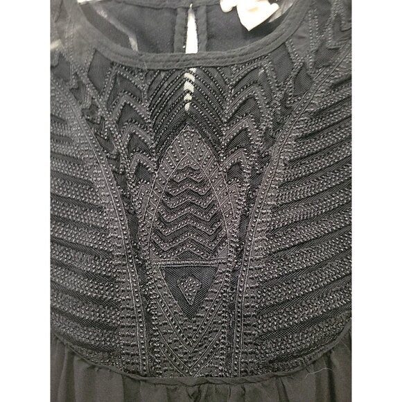 Sundance Lace Crochet Sleeveless Blouse Black Large Boho - Picture 2 of 8